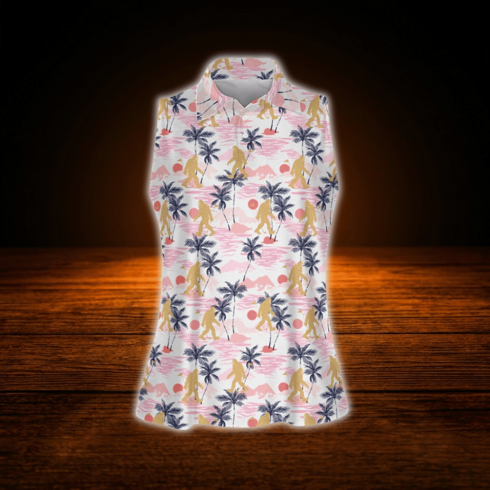 Bigfoot Tropical Women's  Sleeveless Golf Shirts, Bigfoot Ladies Golf Shirt