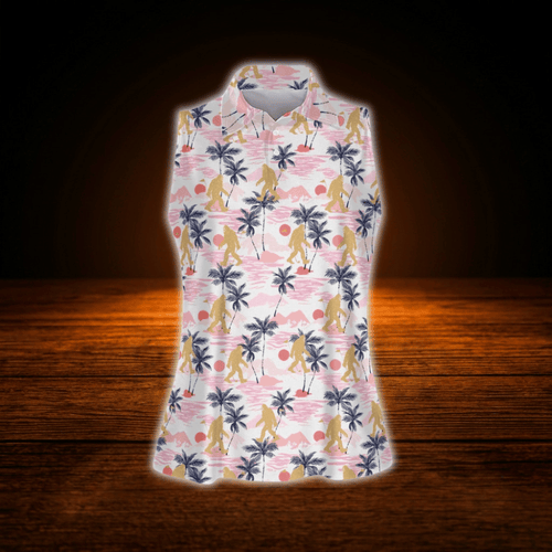 Bigfoot Tropical Women's  Sleeveless Golf Shirts, Bigfoot Ladies Golf Shirt