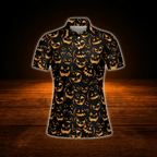 Halloween Black And Yellow Golf Polo Shirt For Women, Halloween Golf Shirt