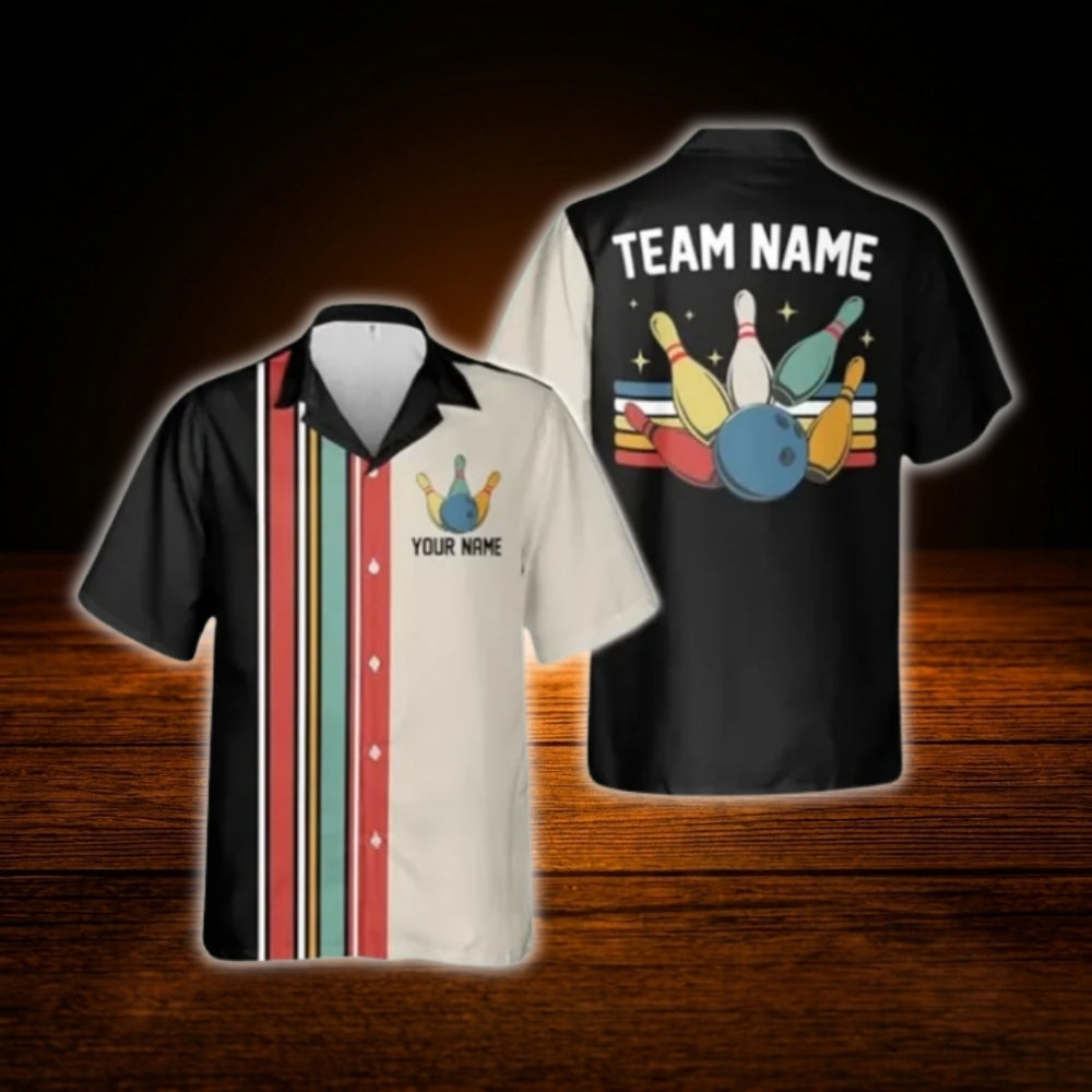 Custom Retro Bowling Hawaiian Shirt For Men Women, Custom Retro Bowling Shirt For Team