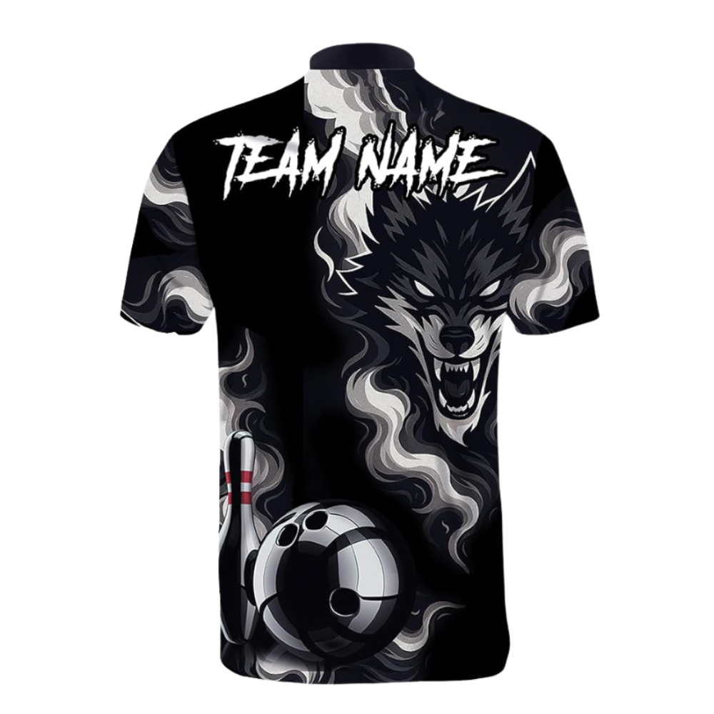 Custom Wolf Black Bowling Jerseys Shirt For Men, Custom Wolf Bowling Team Shirt BZ0297