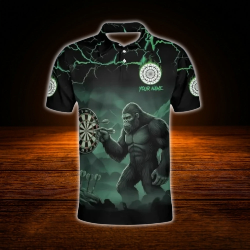 Bigfoot Thunder Custom Mens Dart Polo Shirt, Custom Sasquatch Darts Team Shirt