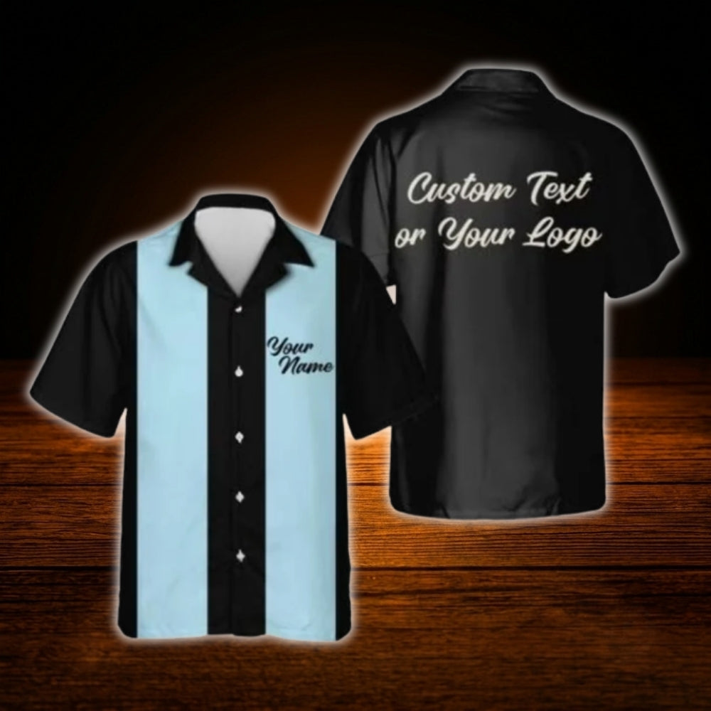 Custom Logo Text Bowling Hawaiian Shirt For Men Women, Custom Logo Bowling Shirts