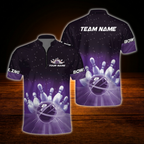 Custom Team Blue Lightning Bowling Jersey, Custom Team Bowling Shirt