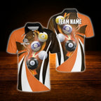 Custom Team Green White Billiard Polo Shirt, Men's Custom Billiard Shirt