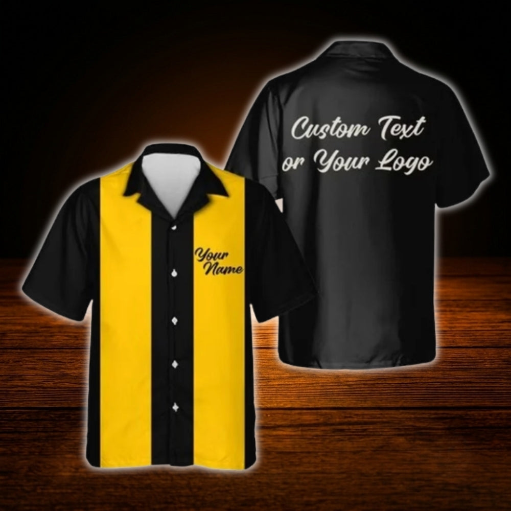 Custom Logo Text Bowling Hawaiian Shirt For Men Women, Custom Logo Bowling Shirts