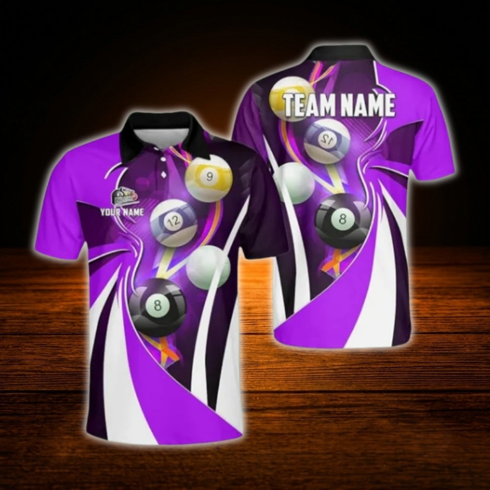 Custom Team Green White Billiard Polo Shirt, Men's Custom Billiard Shirt