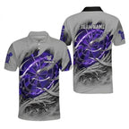 Custom Team Men's Grey And Purple Dart Polo Shirts, Custom Dart Shirts DZ0009