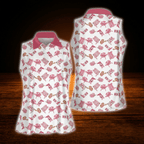Pink Cowgirl Women's Sleeveless Golf Shirts, Western Golf Shirt For Ladies