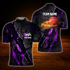 Custom Flaming Ball Grunge Bowling Jersey For Men, Custom Flame Bowling Team Shirt