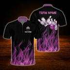 Custom Purple Flame Bowling Men Jersey, Custom Flame Bowling Shirt Team