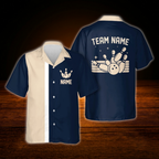 Black Beige Custom Vinage Bowling Hawaiian Shirt, Custom Team Vintage Bowling Shirt
