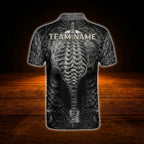 Custom Skull Darts Men Polo Shirt Black Grey, Custom Skull Darts Team Shirt
