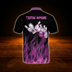 Custom Purple Flame Bowling Men Jersey, Custom Flame Bowling Shirt Team