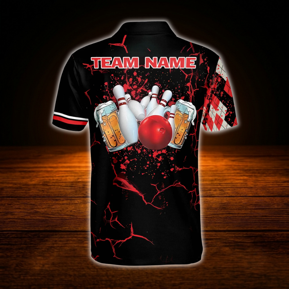 Custom Beer Argyle Bowling Polo Shirt For Men, Custom Beer Bowling Team Shirt