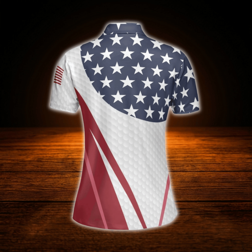 Custom Red White And Blue USA Flag Golf Polo Shirts For Women, Custom Patriotic Golf Shirts
