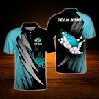 Custom Flame Purple Black Bowling Polo Shirts Mens, Custom Flame Bowling Team Shirts