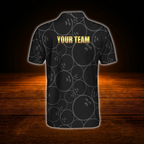 Custom Team Black Mens Bowling Polo Shirts, Custom Team Bowling Shirts