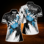 Custom Team Black And White Ladies Bowling Polo Shirts, Custom Bowling Team Shirts Women
