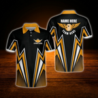 Custom Team Strike King Red And Black Bowling Polo Shirts For Men, Custom Bowling Team Shirts