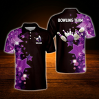 Custom Team Yellow Star Bowling Polo Shirts For Men, Custom Bowling Team Shirts