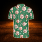 Custom Face Green Polo Golf Shirt For Men, Custom Photo Golf Shirt