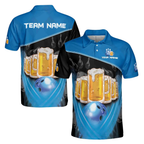 Custom Beer Bowling Polo Shirt Mens, Custom Beer Bowling Team Shirts BE0034