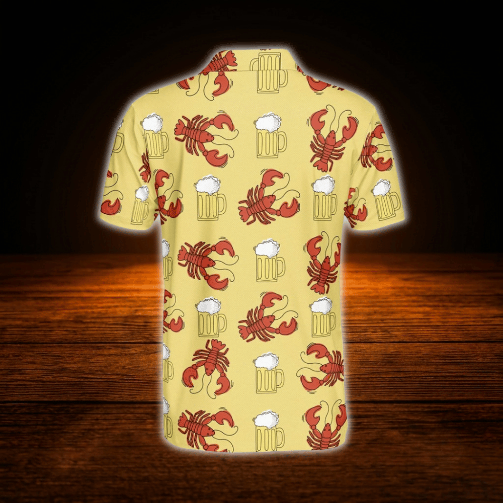 Crawfish Beer Golf Polo Shirts For Men, Crawfish Golf Shirts