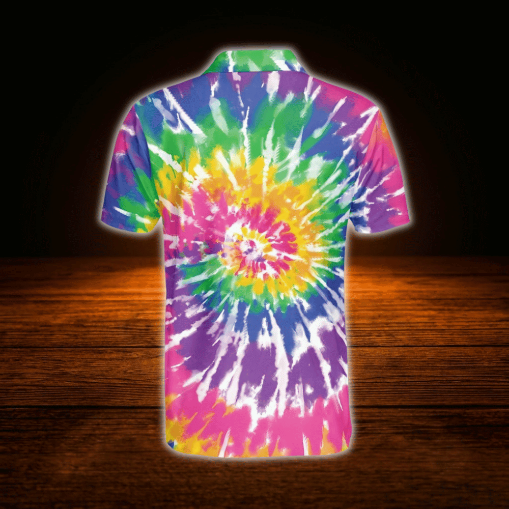 Colorful Tie Dye Men's Golf Polo Shirts, Tie Dye Golf Shirts