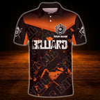 Custom 8 Ball Black Blue Billiard Men Polo Shirt, Custom 8 Ball Pool Team Shirt