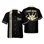 Custom Vintage Mens Black Hawaiian Bowling Shirt, Custom Vintage Bowling Team Shirts BZ0380