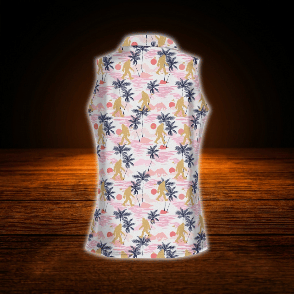 Bigfoot Tropical Women's  Sleeveless Golf Shirts, Bigfoot Ladies Golf Shirt