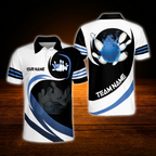 Custom Team White Mens Bowling Polo Shirts, Custom Team Bowling Shirts