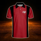 My Bowling Technique Custom Mens Black Red Bowling Polo Shirt, Custom Funny Bowling Shirt