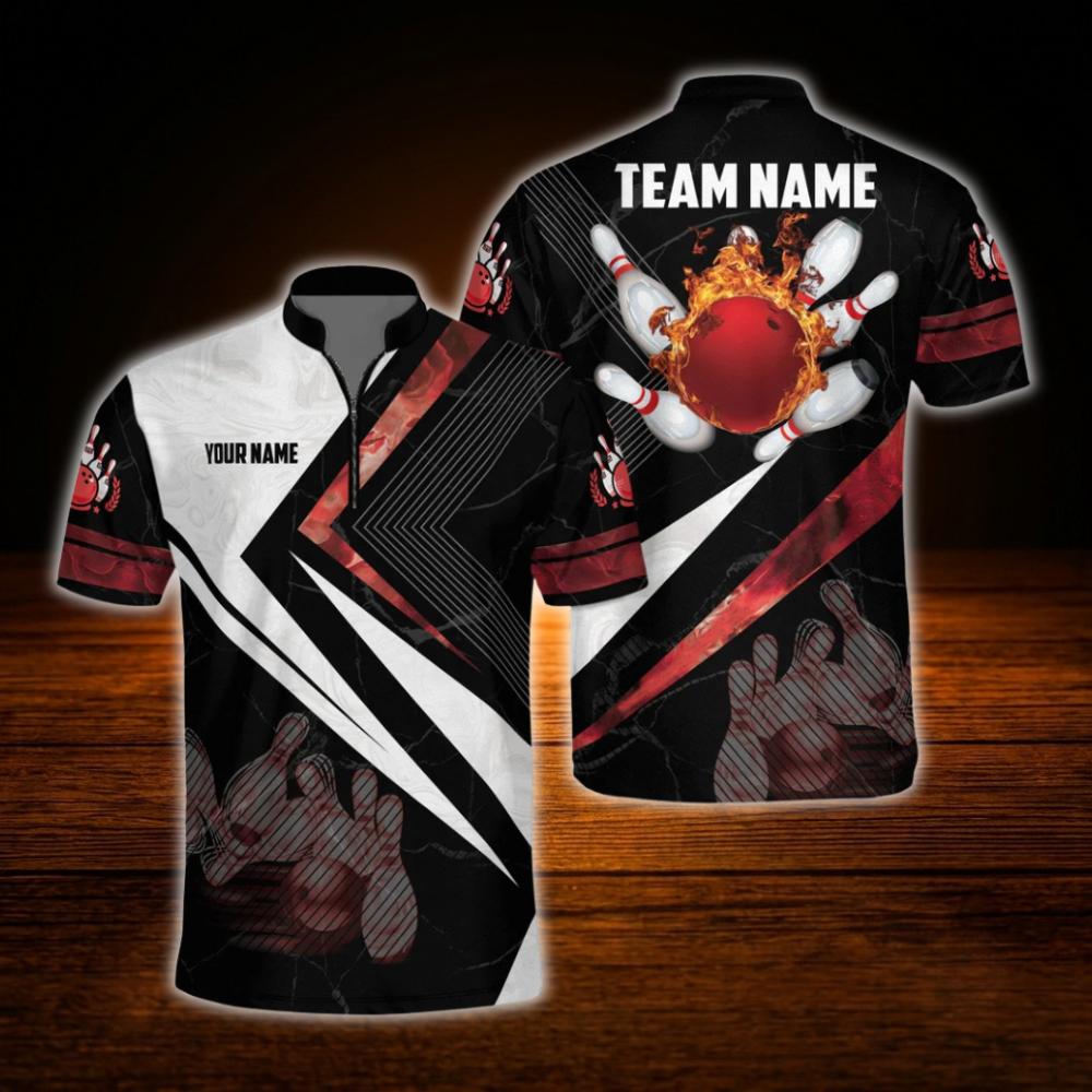 Custom Flaming Ball Bowling Jersey For Men, Custom Flame Bowling Shirt Team