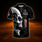 Golf Saved Me From Being A Pornstar Now I'm Just A Swinger Custom Skull Black Golf Polo Shirt Men, Custom Funny Skull Golf Shirt