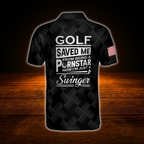 Golf Saved Me From Being A Pornstar Now I'm Just A Swinger Custom Skull Black Golf Polo Shirt Men, Custom Funny Skull Golf Shirt