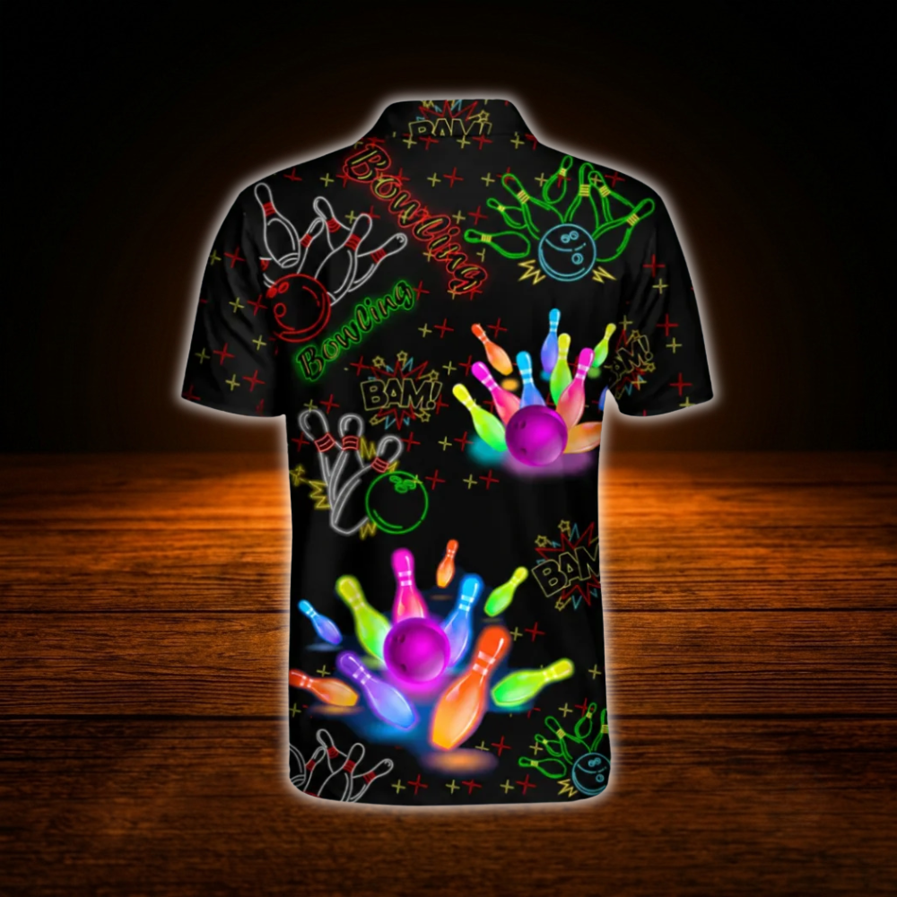 Custom Colorful Neon Bowling Polo Shirts For Men, Custom Bowling Team Shirts