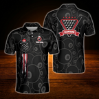 Custom 8 Ball USA Flag Men's Black Billiard Polo Shirt, Custom 8 Ball Pool Shirt Team