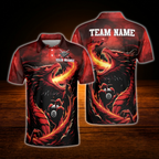 Custom Dragon Fire Billiard Men Polo Shirt, Custom Team Dragon Billiard Shirt