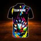 Custom Graffiti Splash Paint Mens Bowling Polo Shirts, Custom Graffiti Bowling Team Shirts
