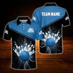 Custom Team Thunder Red Black Bowling Polo Shirts Men, Custom Bowling Team Shirts