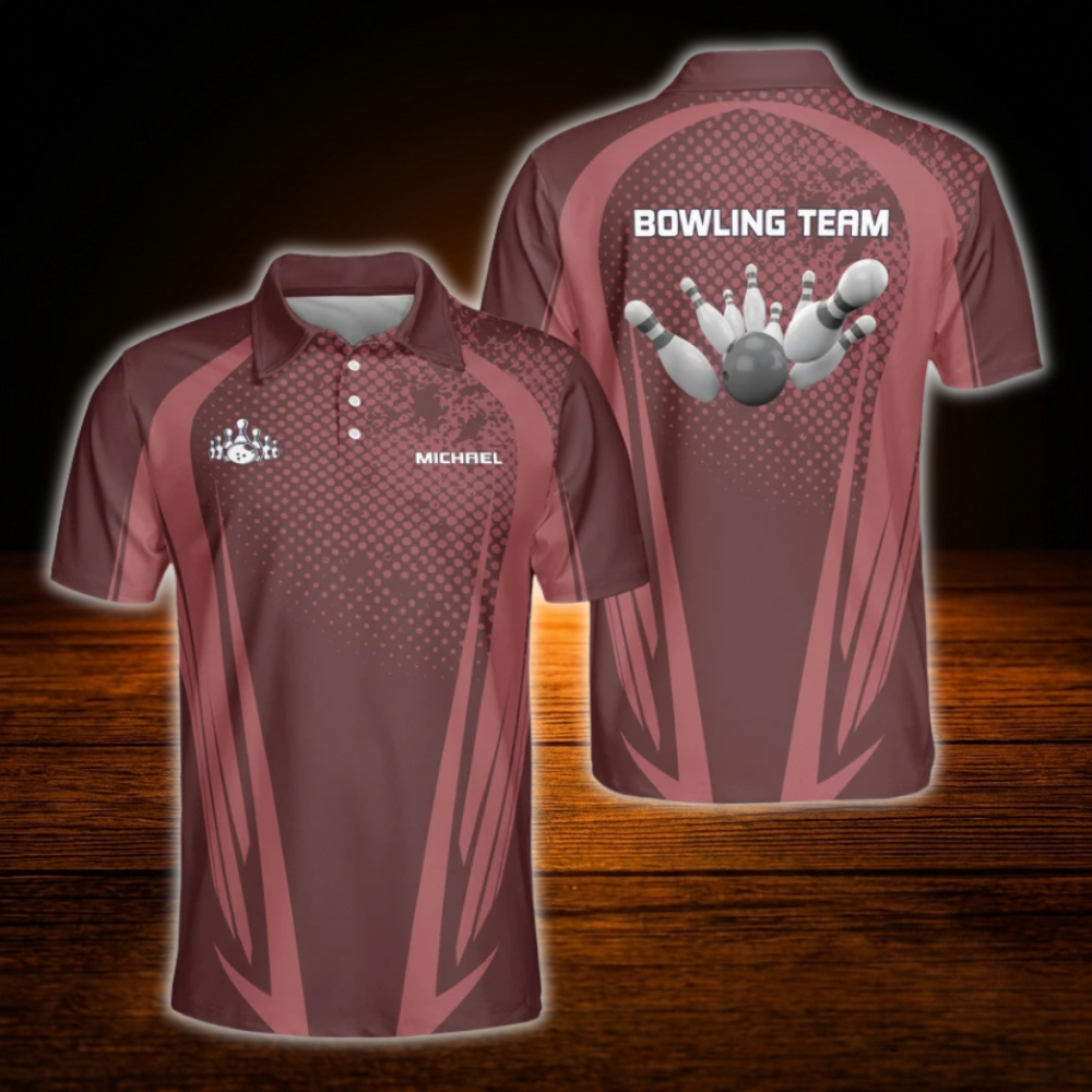 Custom Team Blue And White Mens Bowling Polo Shirts, Custom Team Bowling Shirts