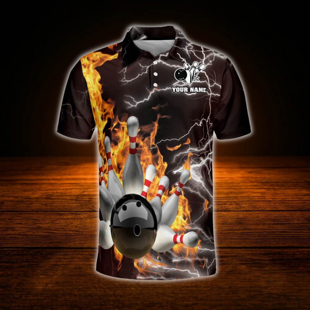 My Balls Are On Fire Custom Bowling Polo Shirts For Men, Custom Funny Bowling Shirts
