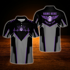 Custom Team Purple Bowling Polo Shirts For Men, Custom Bowling Team Shirts