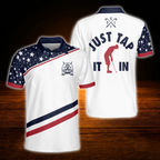 Just Tap It In Custom Red White and Blue Golf Mens Polo Shirt, Custom Funny Golf Shirt