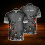 Custom Flaming 8 Ball Grey Billiard Jersey For Men, Custom Billiard Team Shirt