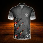 Custom Flaming 8 Ball Grey Billiard Jersey For Men, Custom Billiard Team Shirt