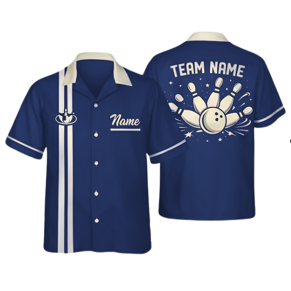 Custom Vintage Mens Black Hawaiian Bowling Shirt, Custom Vintage Bowling Team Shirts BZ0380