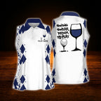 Personalized Swing Swear Drink Repeat Wine Women's Sleeveless Golf Shirts, Custom Funny Golf Shirts For Ladies
